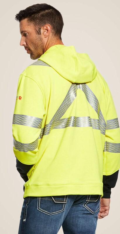 FR Hi-Vis Full Zip Hoodie Back